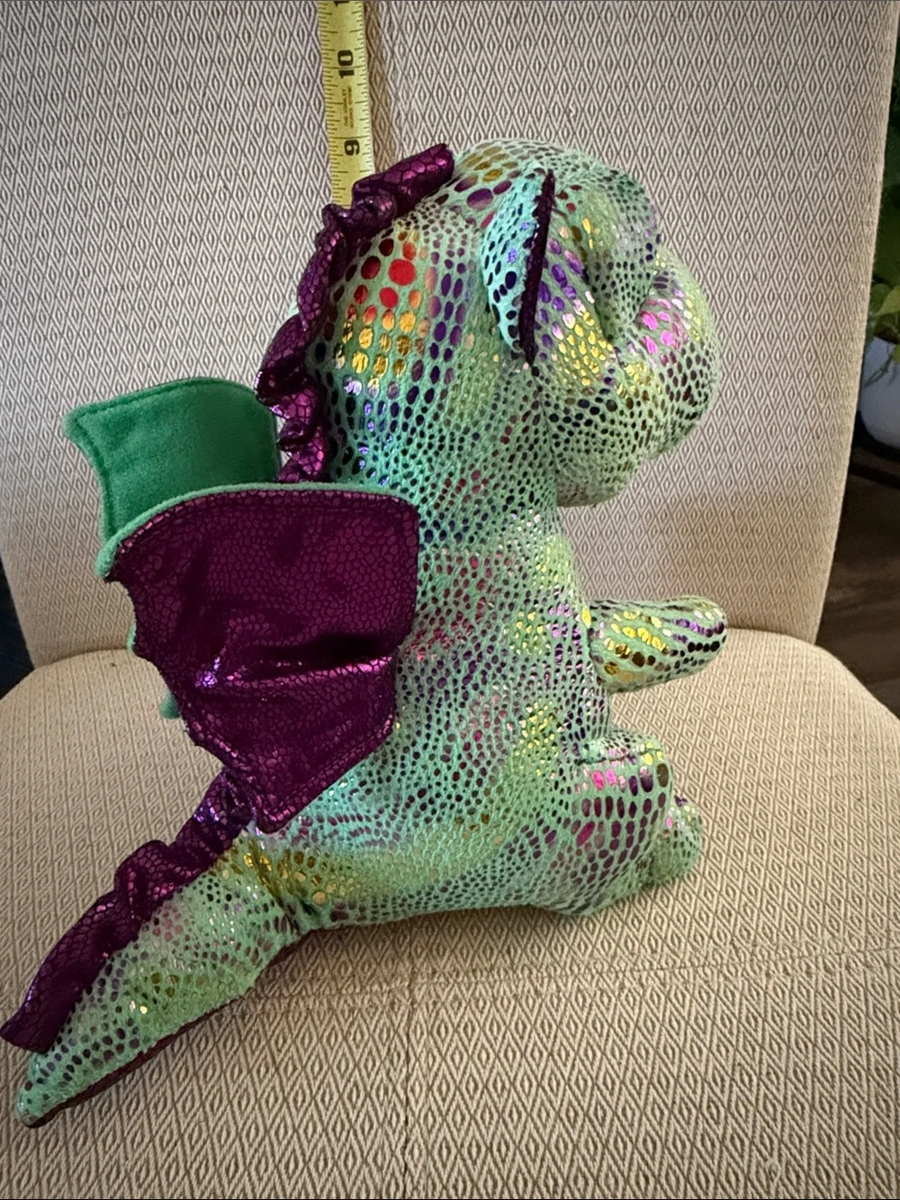 Ty Mint Green and Purple Sparkle Dragon Plush